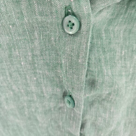 Coldwater Creek Green 100% Linen 3/4 Sleeved Button Up Size Medium 10-12 - Picture 3 of 11